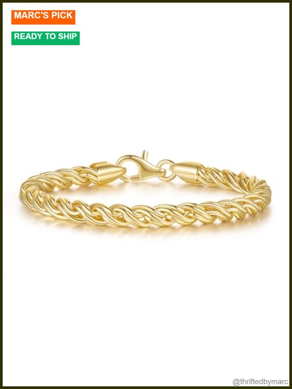14K Gold Plated Braided Chain Bracelet Lobster Clasp